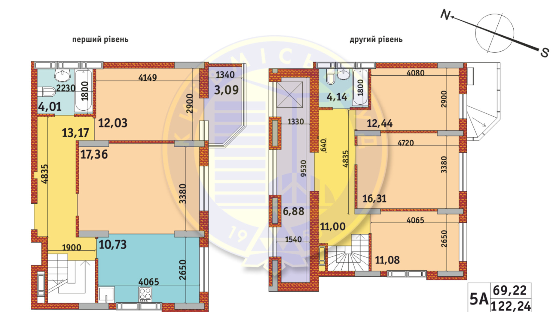 Планировка апартаментов в Апарт-комплекс Электриков 122.24 м², фото 288204