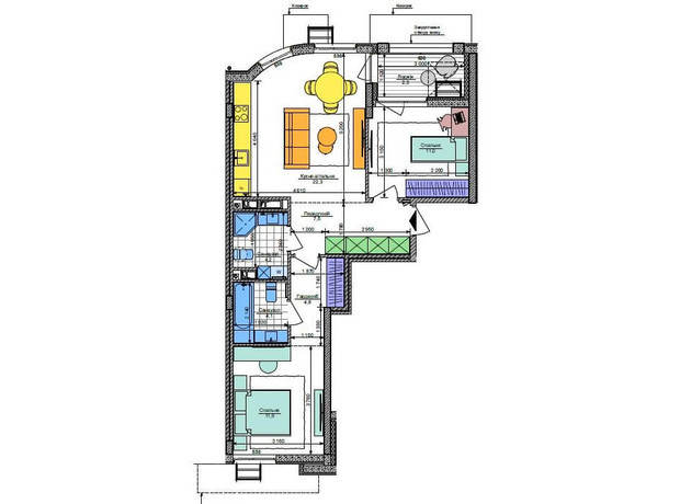 ЖК Respublika: планировка 2-комнатной квартиры 68 м²