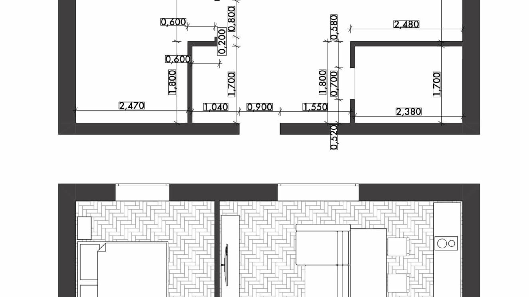 Планування 1-кімнатної квартири в ЖК Rothenburg house 46.5 м², фото 289815