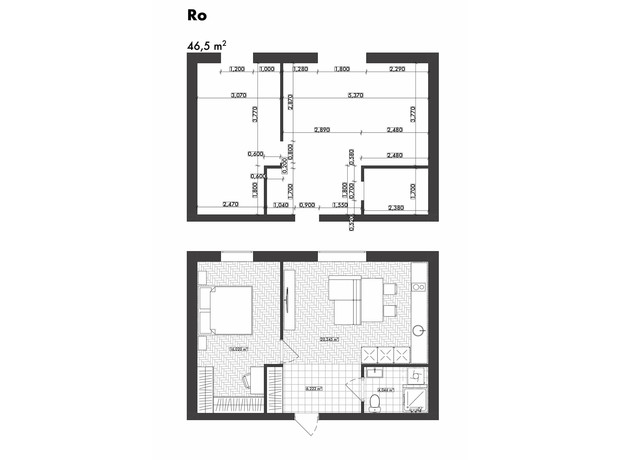 ЖК Rothenburg house: планування 1-кімнатної квартири 46.5 м²