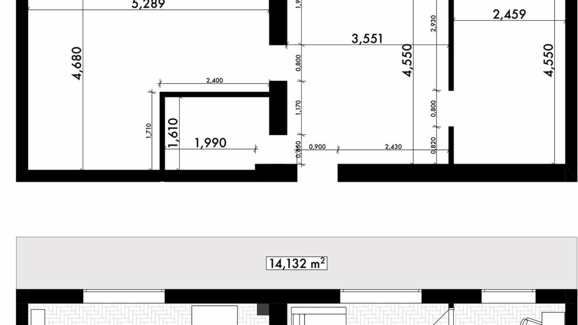 Планування 2-кімнатної квартири в ЖК Rothenburg house 51.6 м², фото 289816