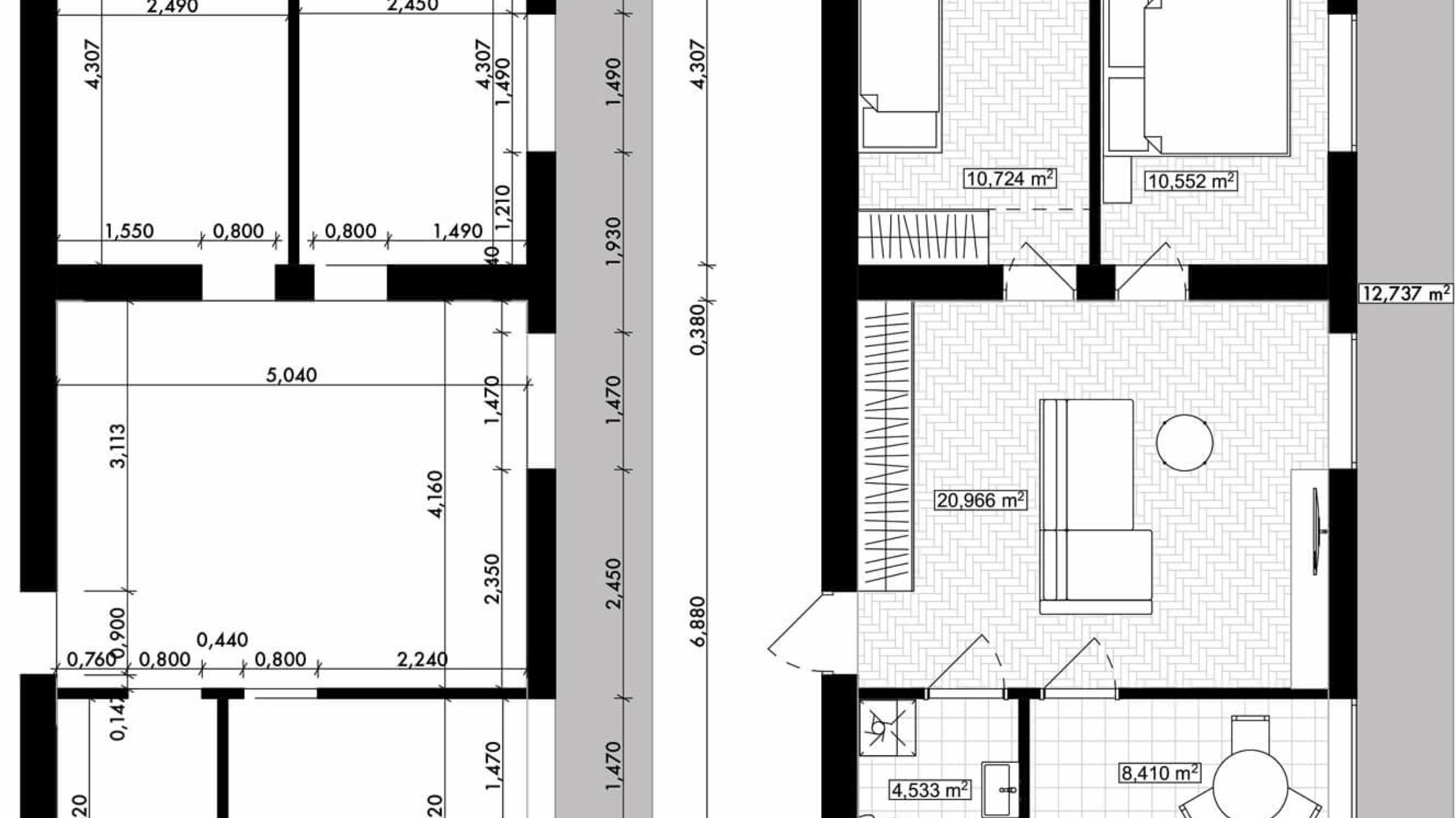 Планировка 2-комнатной квартиры в ЖК Rothenburg house 55.18 м², фото 289817