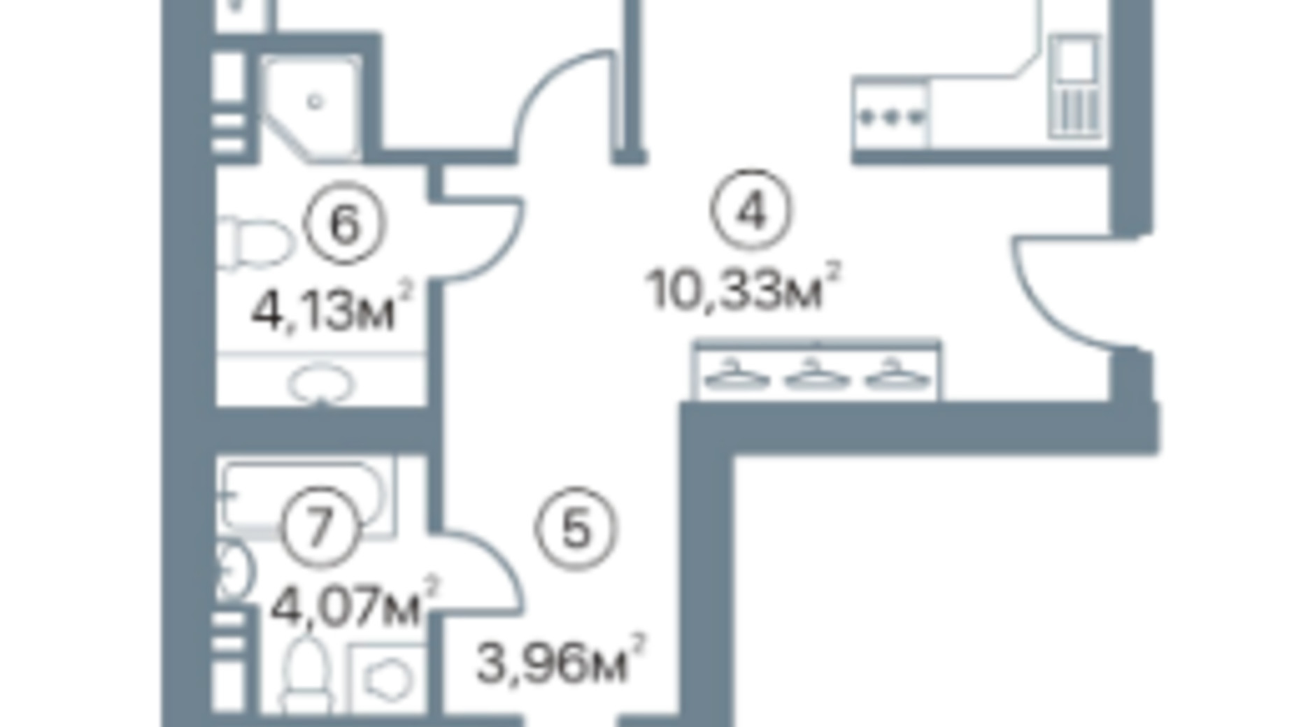 Планування 2-кімнатної квартири в ЖК Оскар 72.43 м², фото 290384