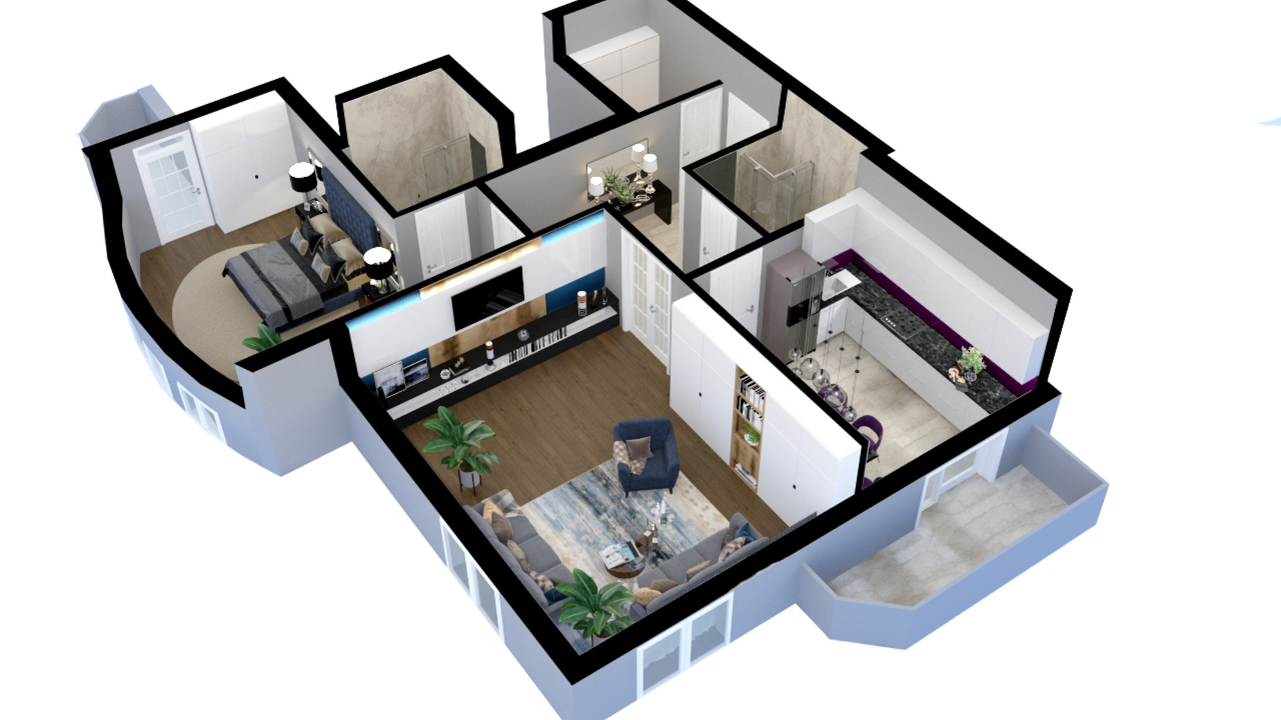 Планування 2-кімнатної квартири в ЖК Victory Club House 84.2 м², фото 290390