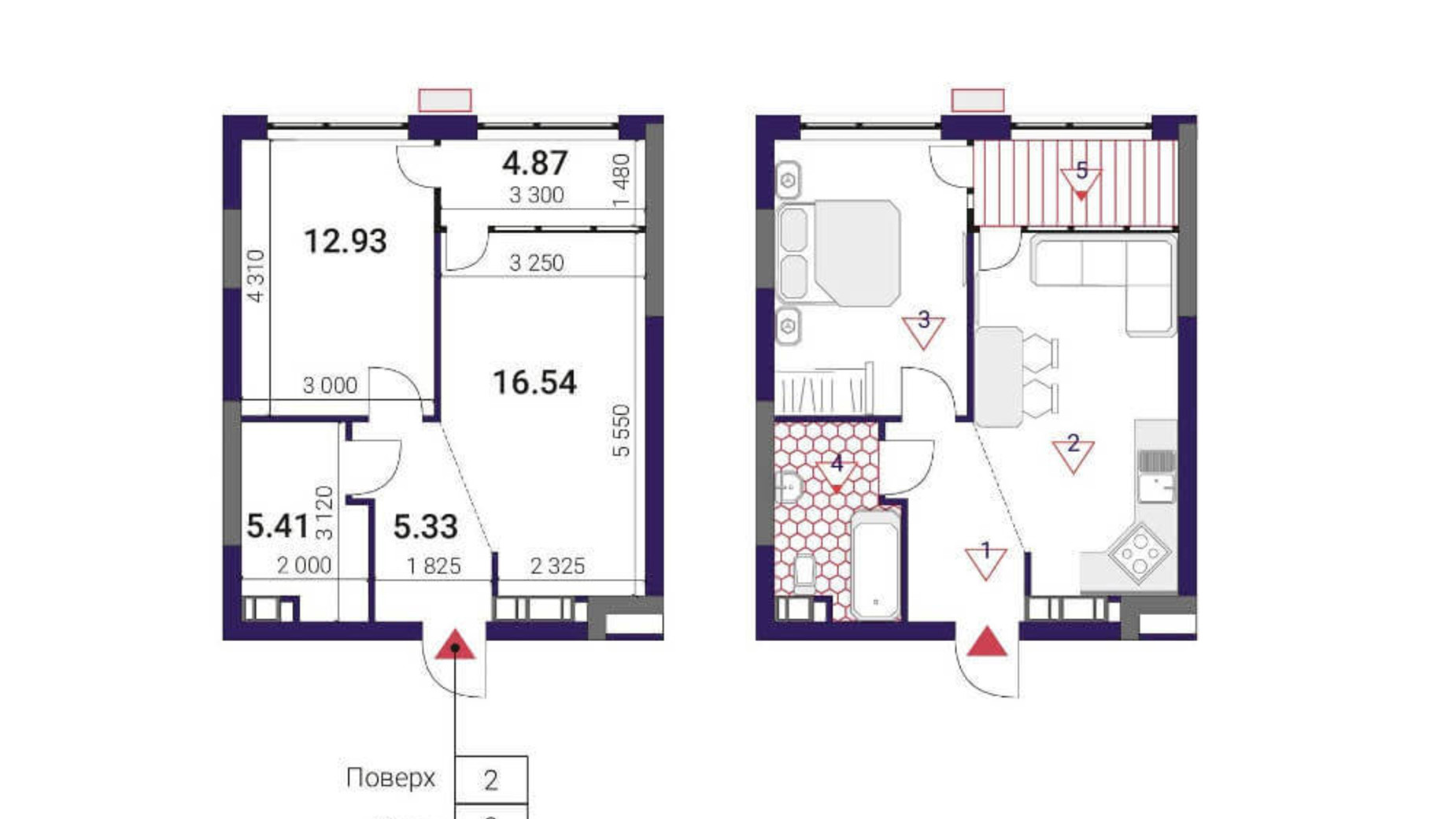 Планування 1-кімнатної квартири в ЖК Great 41.06 м², фото 290568