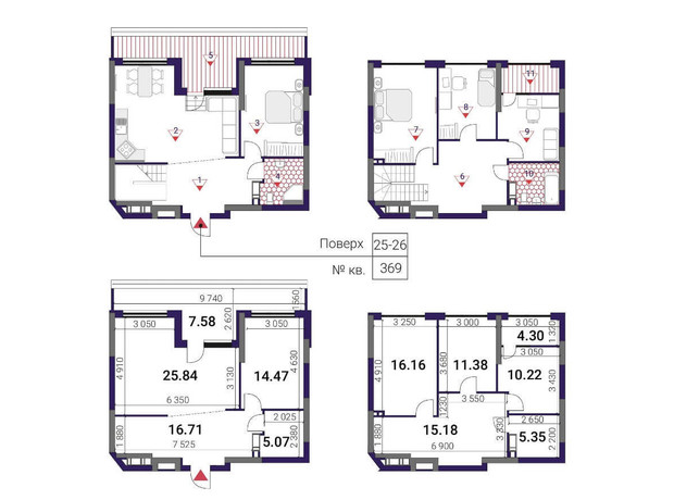 ЖК Great: планировка 4-комнатной квартиры 132.26 м²