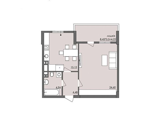 ЖК Плаза Квартал: планировка 2-комнатной квартиры 54 м²