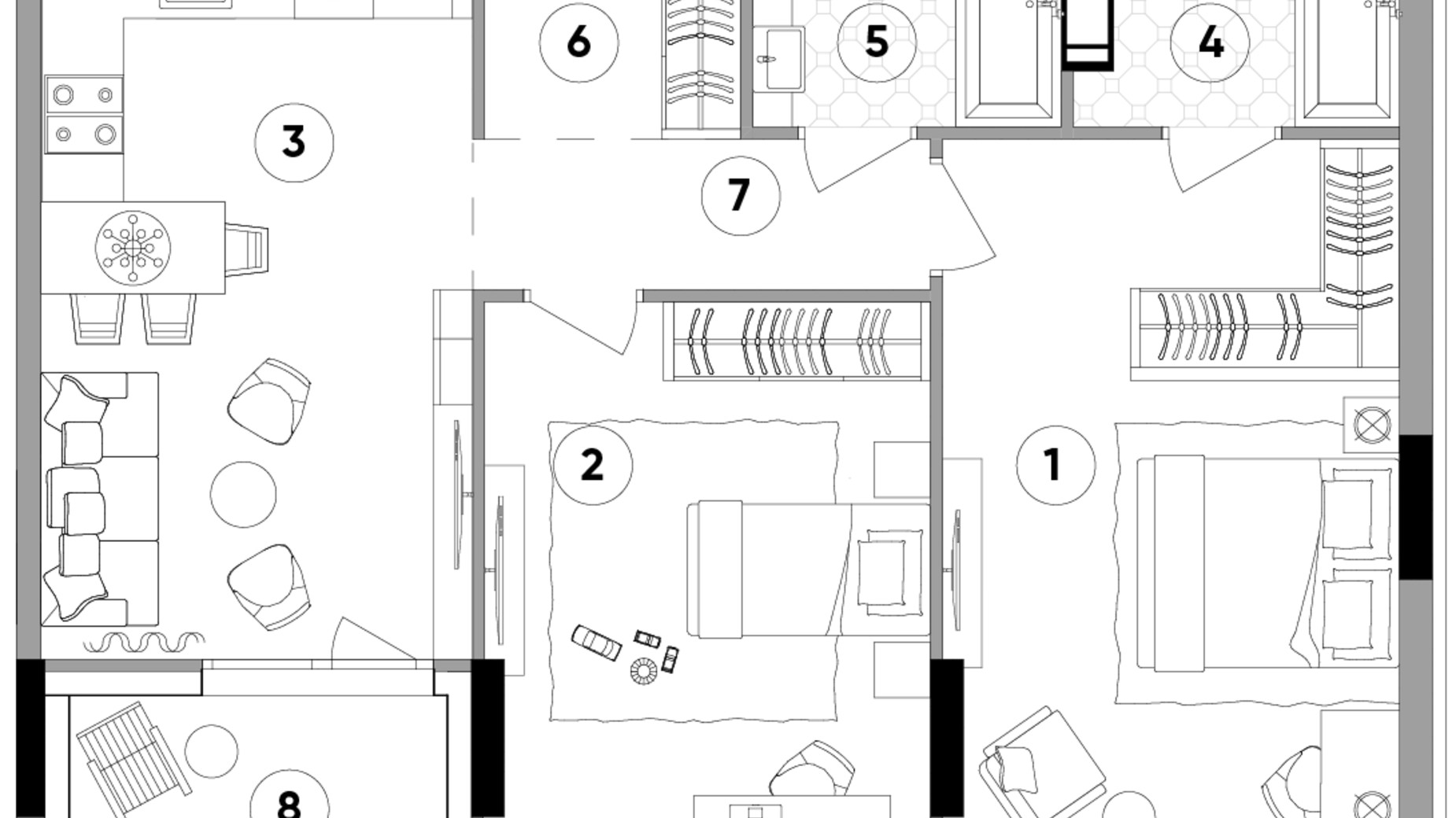 Планування 2-кімнатної квартири в ЖК Lucky Land 72.17 м², фото 290589