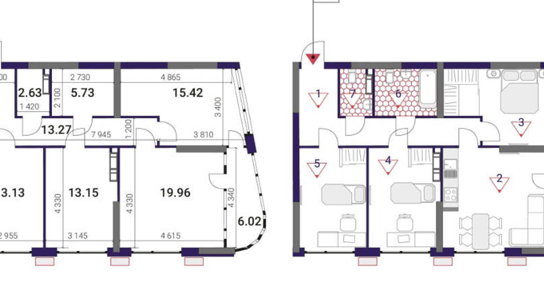 Планировка 3-комнатной квартиры в ЖК Great 89.31 м², фото 290719