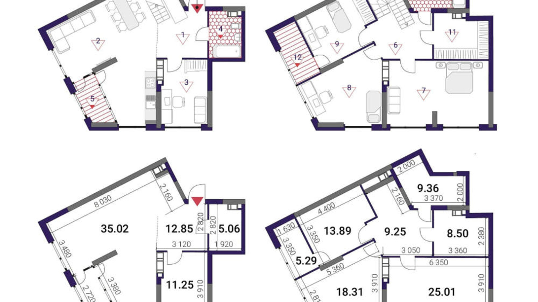 Планування багато­рівневої квартири в ЖК Great 157.96 м², фото 290723