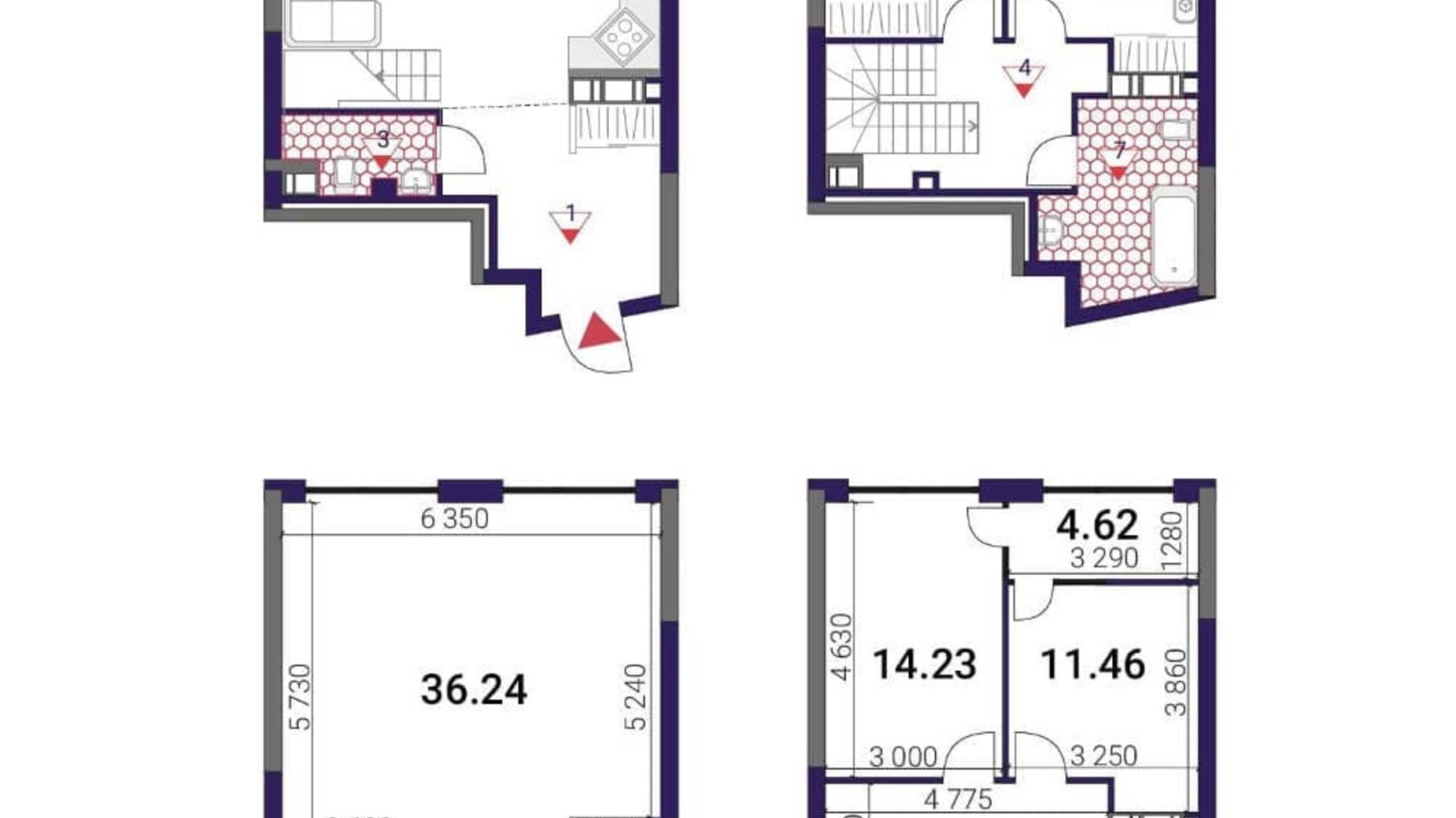 Планування багато­рівневої квартири в ЖК Great 93.68 м², фото 290727