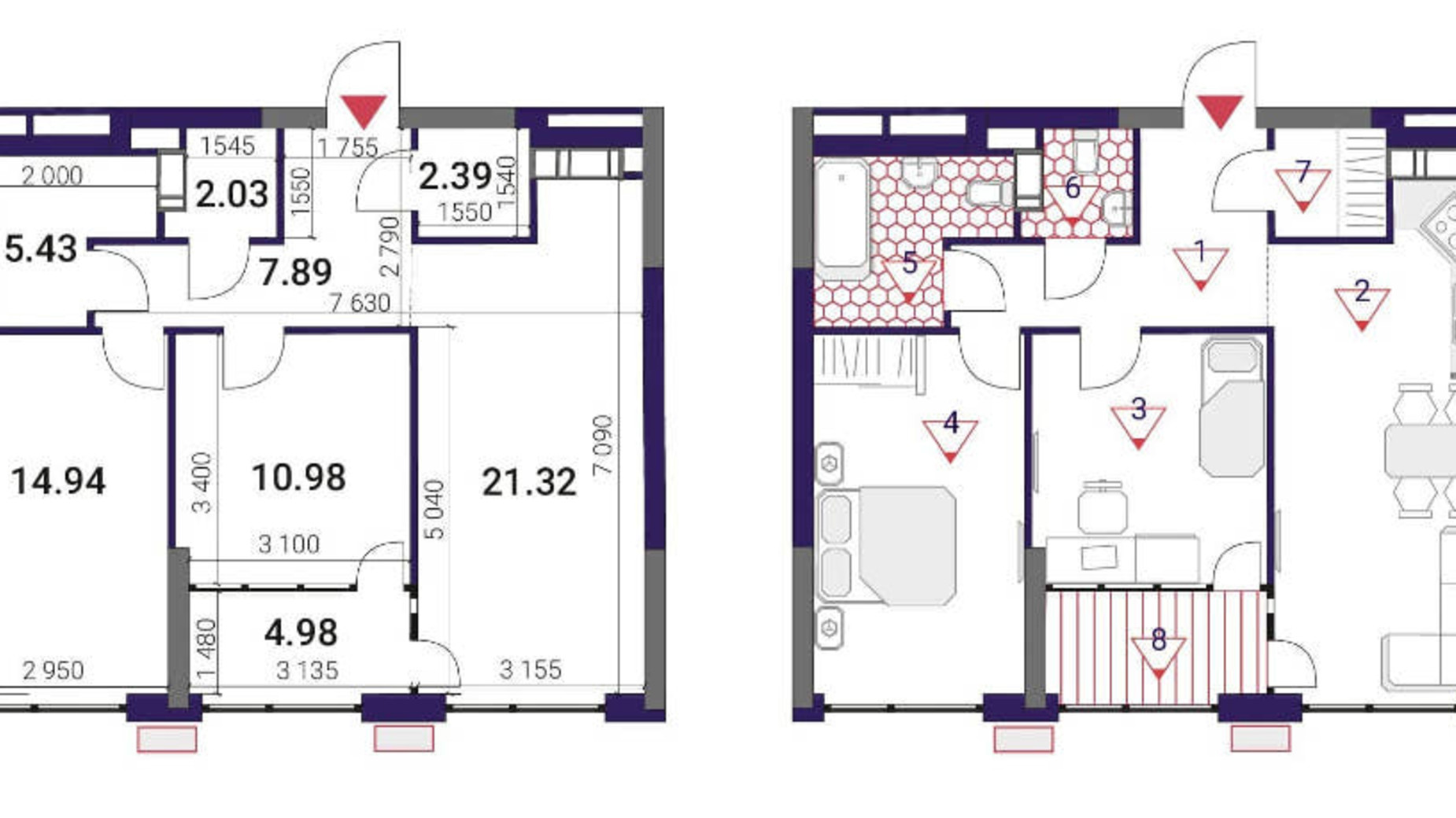 Планировка 2-комнатной квартиры в ЖК Great 69.96 м², фото 290729