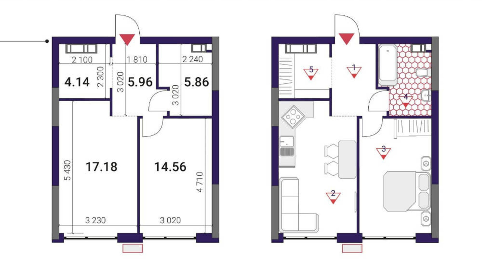 Планировка 1-комнатной квартиры в ЖК Great 47.7 м², фото 290734