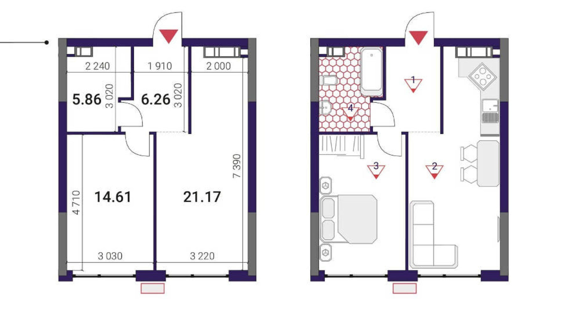 Планировка 1-комнатной квартиры в ЖК Great 47.9 м², фото 290735