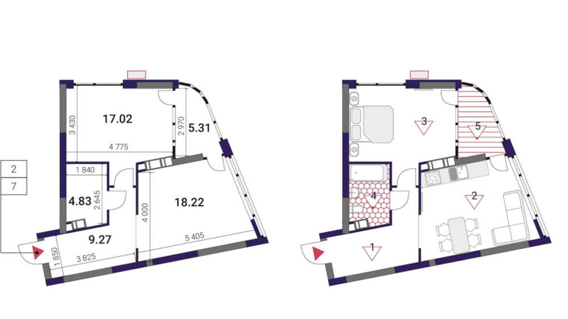 Планування 1-кімнатної квартири в ЖК Great 55.4 м², фото 290737