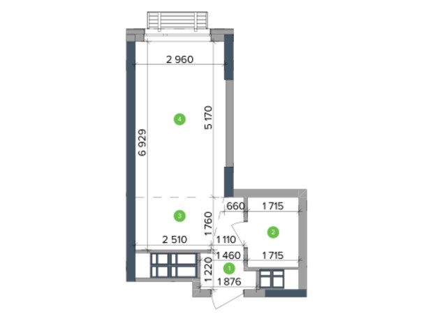 ЖК Метрополіс: планування 1-кімнатної квартири 27.99 м²