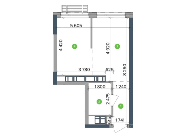 ЖК Метрополис: планировка 1-комнатной квартиры 34.33 м²