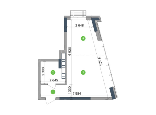 ЖК Метрополис: планировка 1-комнатной квартиры 34.81 м²