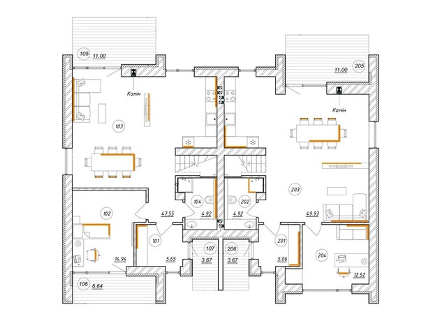 КГ Loft City: планировка 4-комнатной квартиры 163 м²