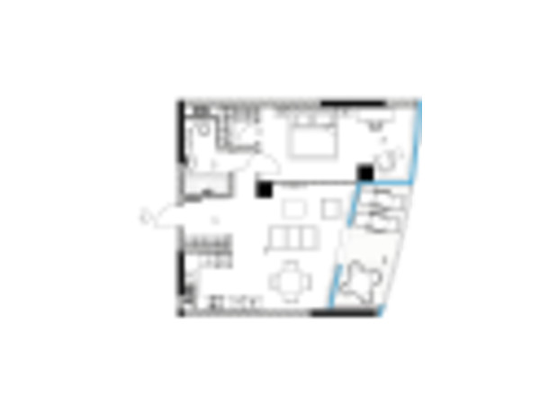 ЖК Taryan Towers: планування 1-кімнатної квартири 62.4 м²