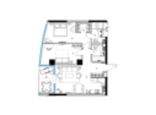 ЖК Taryan Towers: планування 2-кімнатної квартири 83.69 м²