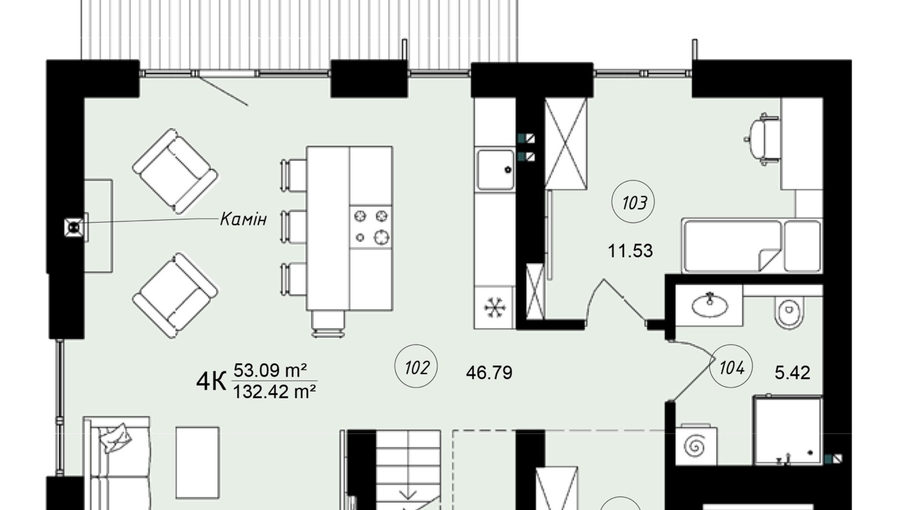 Планировка таунхауса в КГ Loft City 2.0 132.42 м², фото 291122