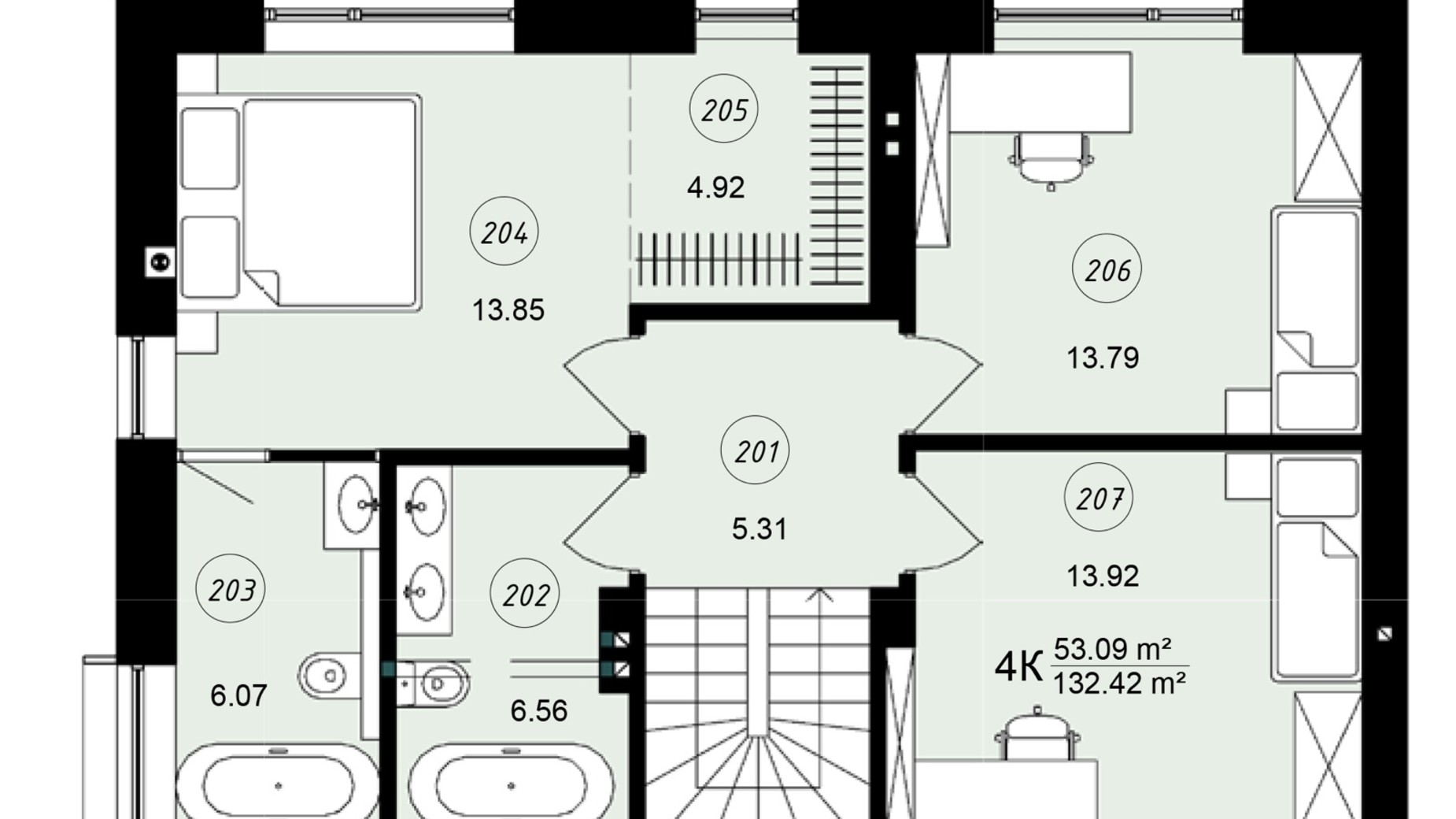 Планировка таунхауса в КГ Loft City 2.0 132.42 м², фото 291125