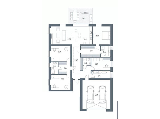 КГ River Park: планировка 4-комнатной квартиры 249.3 м²