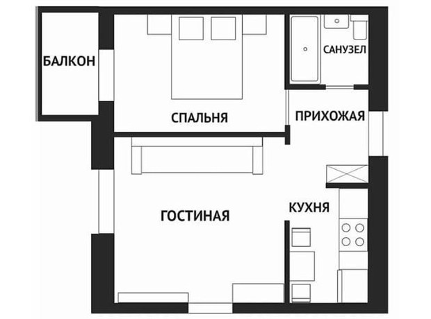 ЖК Воробйовi гори family: планування 2-кімнатної квартири 50.7 м²