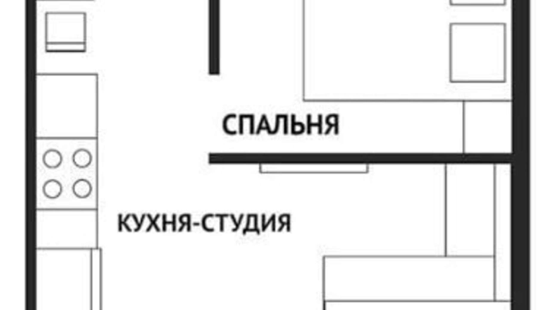 Планування 1-кімнатної квартири в ЖК Воробйовi гори family 33.5 м², фото 292783