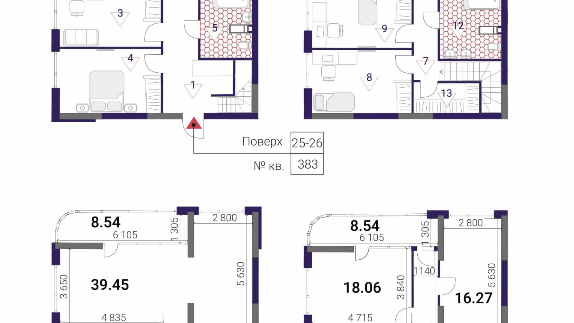 Планування багато­рівневої квартири в ЖК Great 193.72 м², фото 293048
