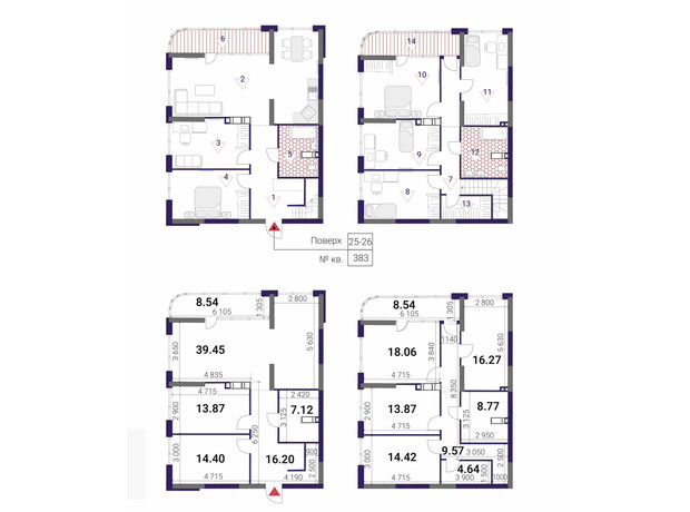 ЖК Great: планировка 6-комнатной квартиры 193.72 м²