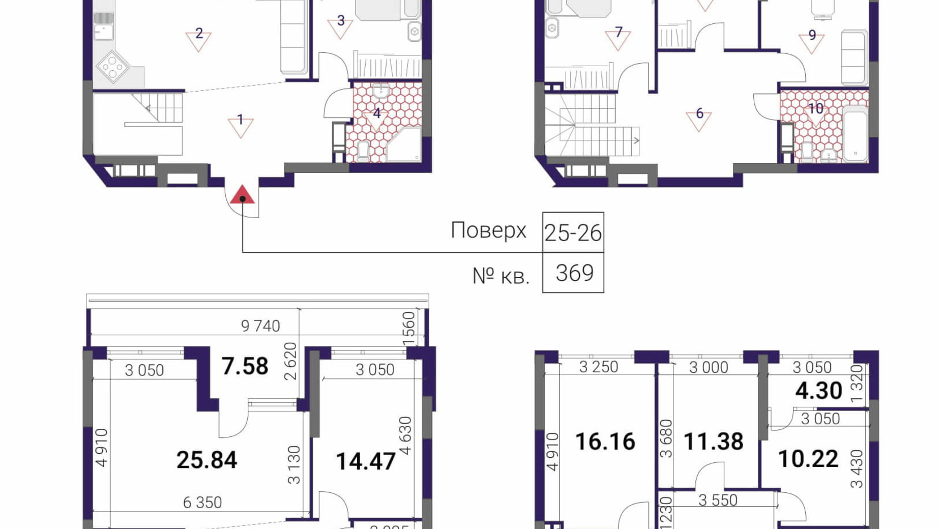 Планировка много­уровневой квартиры в ЖК Great 132.26 м², фото 293049