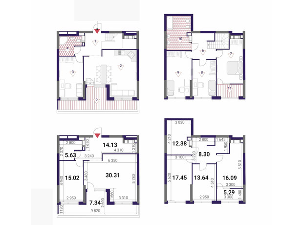 ЖК Great: планування 4-кімнатної квартири 145.58 м²