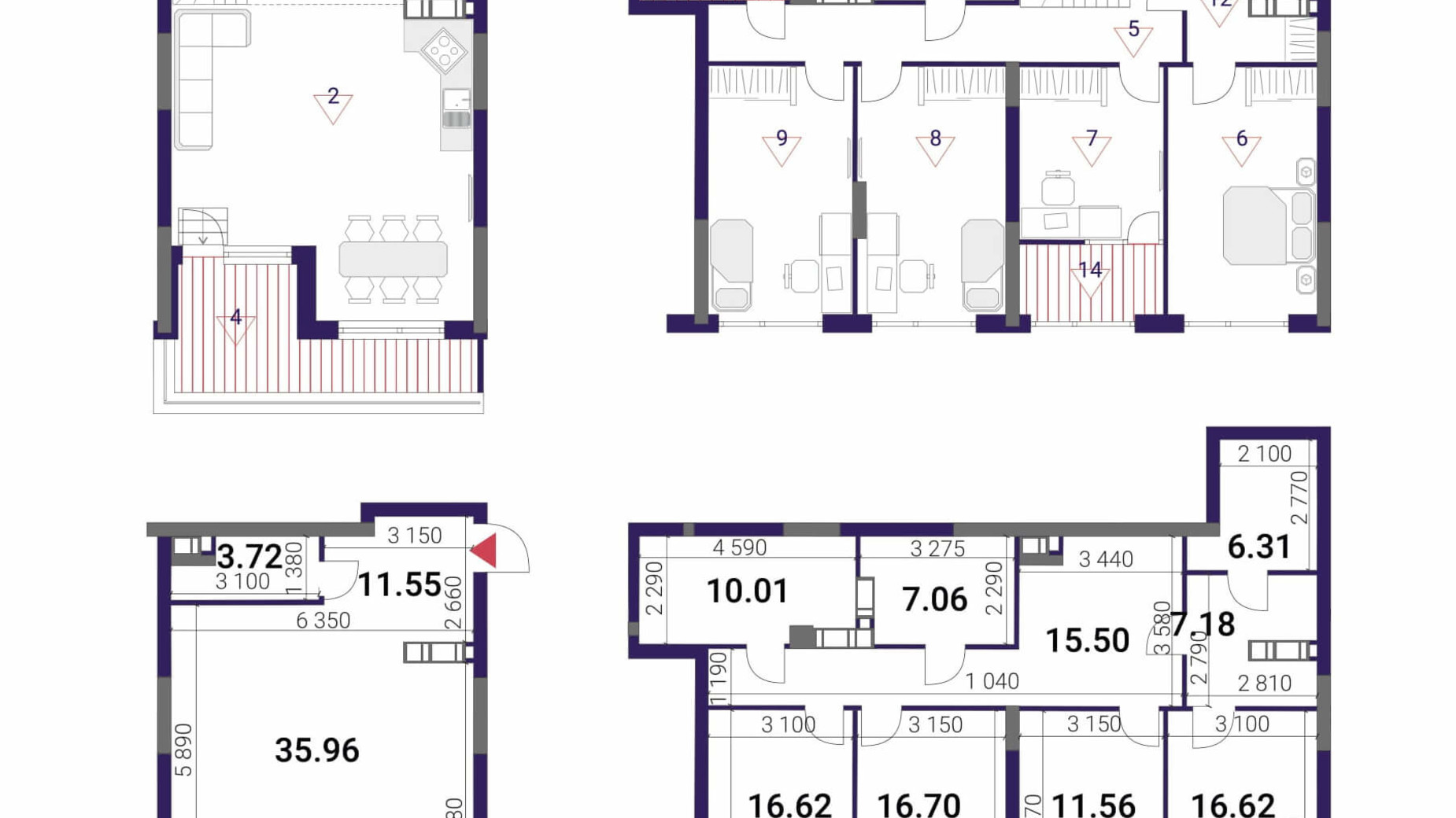 Планування багато­рівневої квартири в ЖК Great 169.39 м², фото 293052