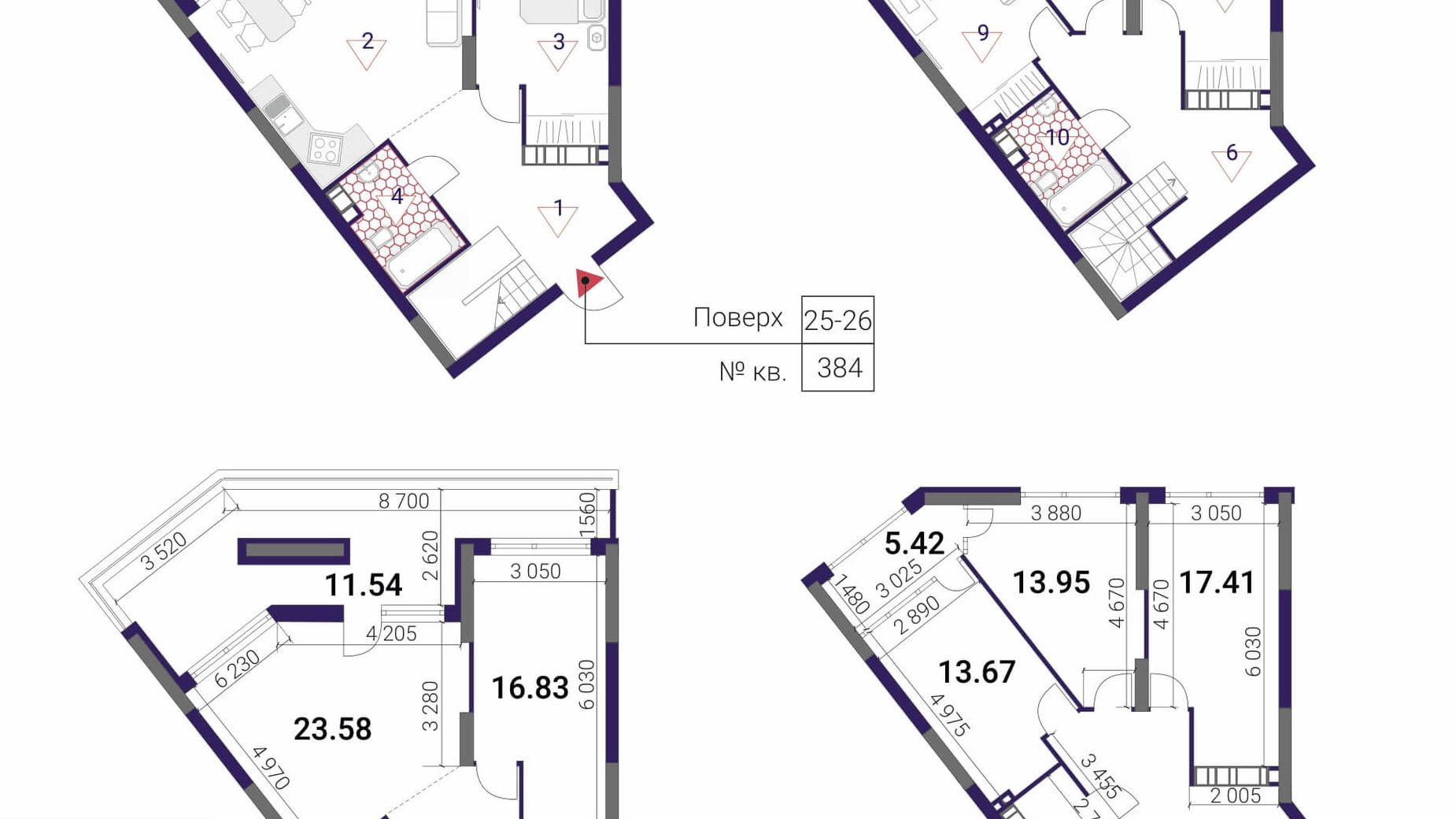 Планировка много­уровневой квартиры в ЖК Great 142.7 м², фото 293053