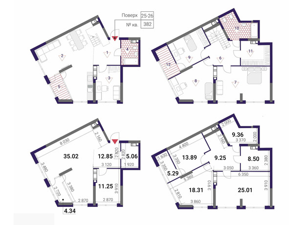 ЖК Great: планировка 4-комнатной квартиры 157.96 м²