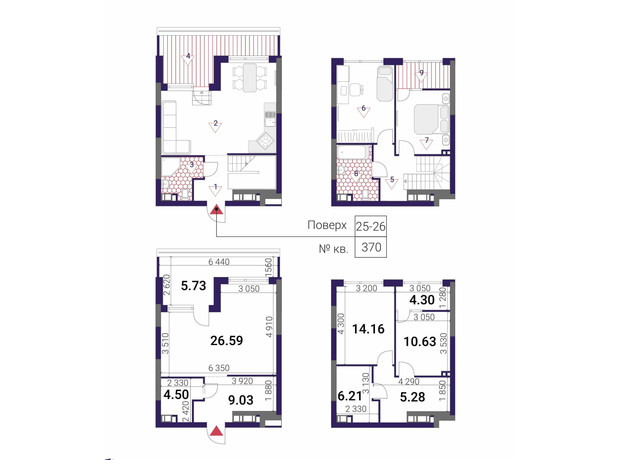 ЖК Great: планування 2-кімнатної квартири 86.43 м²
