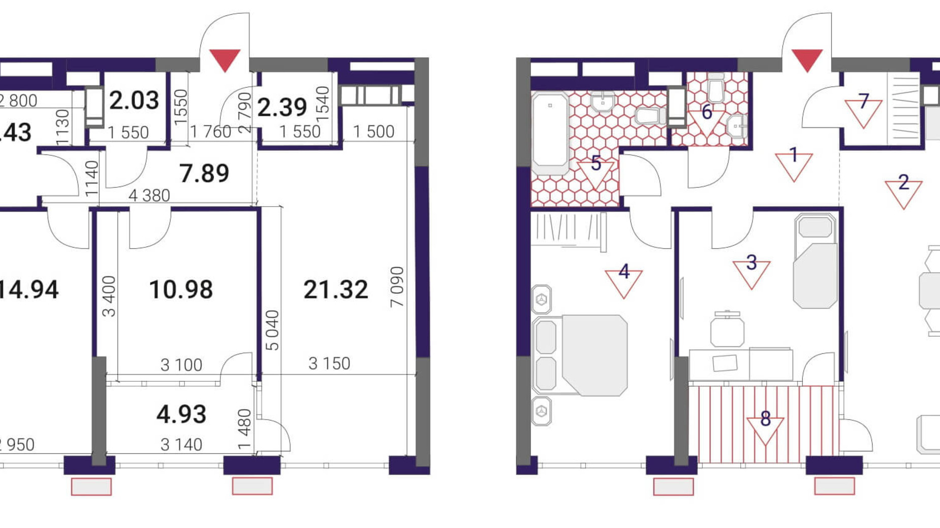 Планування 2-кімнатної квартири в ЖК Great 69.91 м², фото 293060