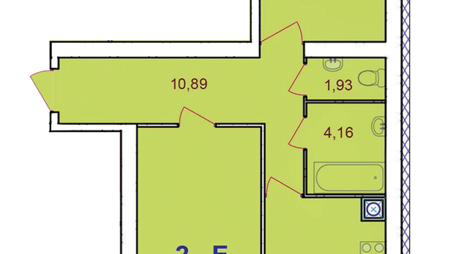 Планировка 2-комнатной квартиры в ЖК Европейский Двор 61 м², фото 293293