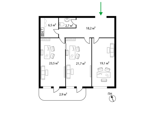 ЖК Dream City: планировка помощения 94.5 м²