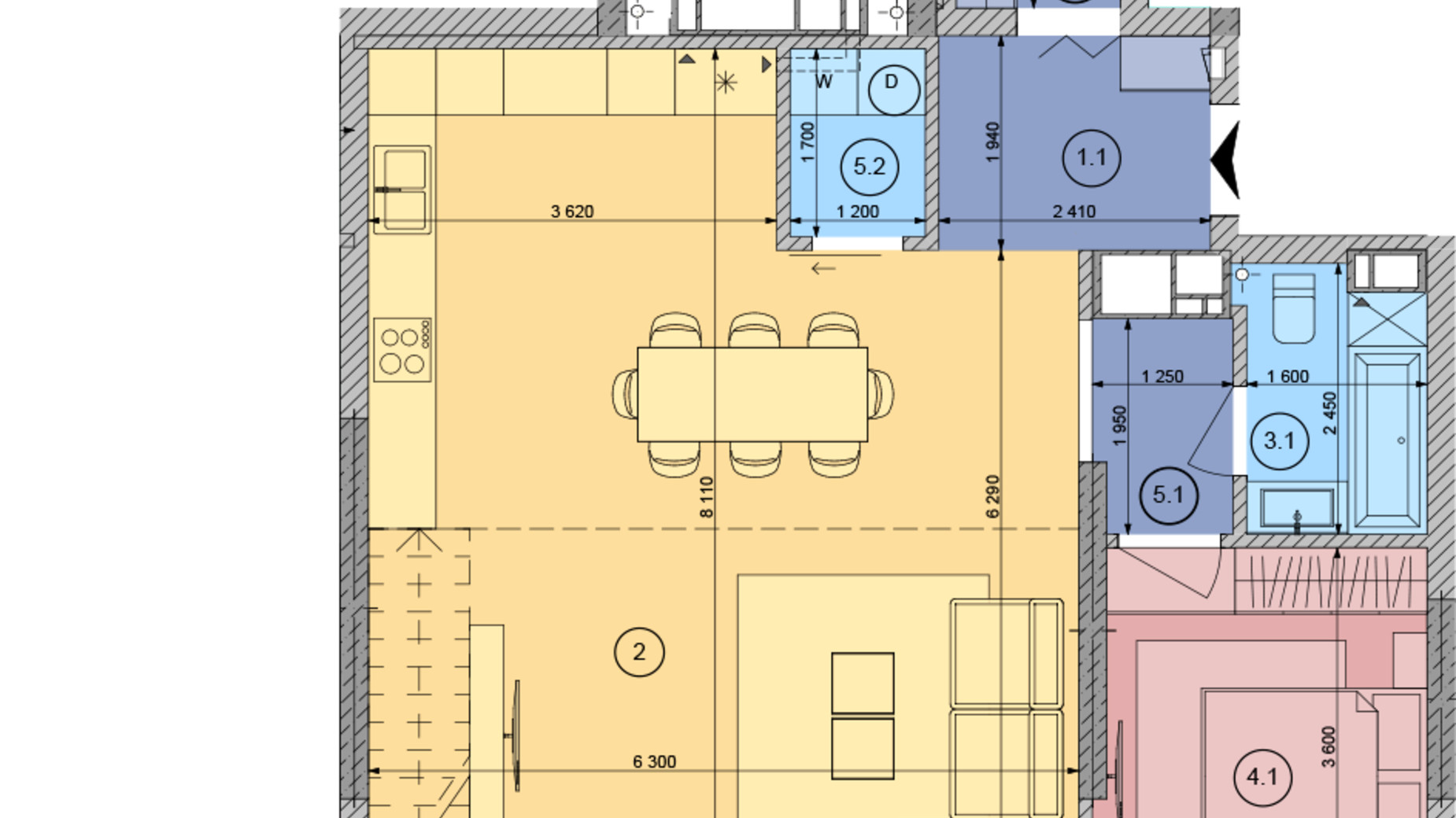 Планировка много­уровневой квартиры в ЖК White Lines 125.07 м², фото 294963
