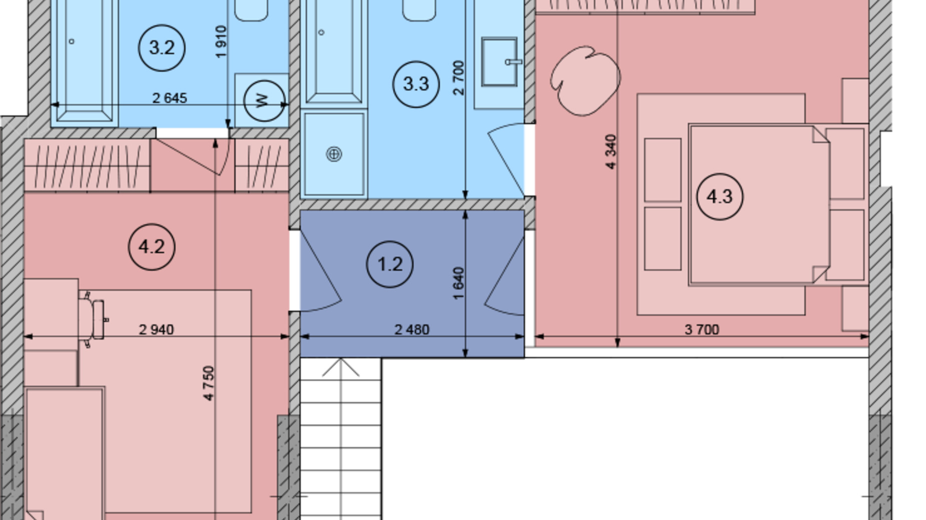 Планировка много­уровневой квартиры в ЖК White Lines 125.07 м², фото 294965