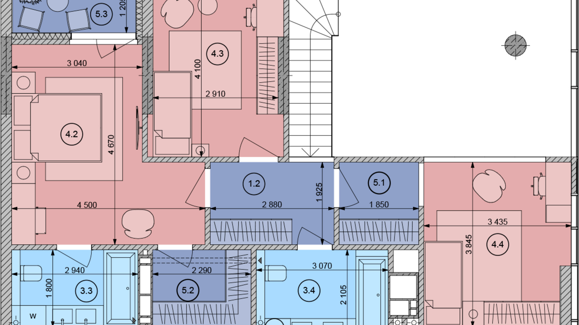 Планировка много­уровневой квартиры в ЖК White Lines 141.38 м², фото 294967