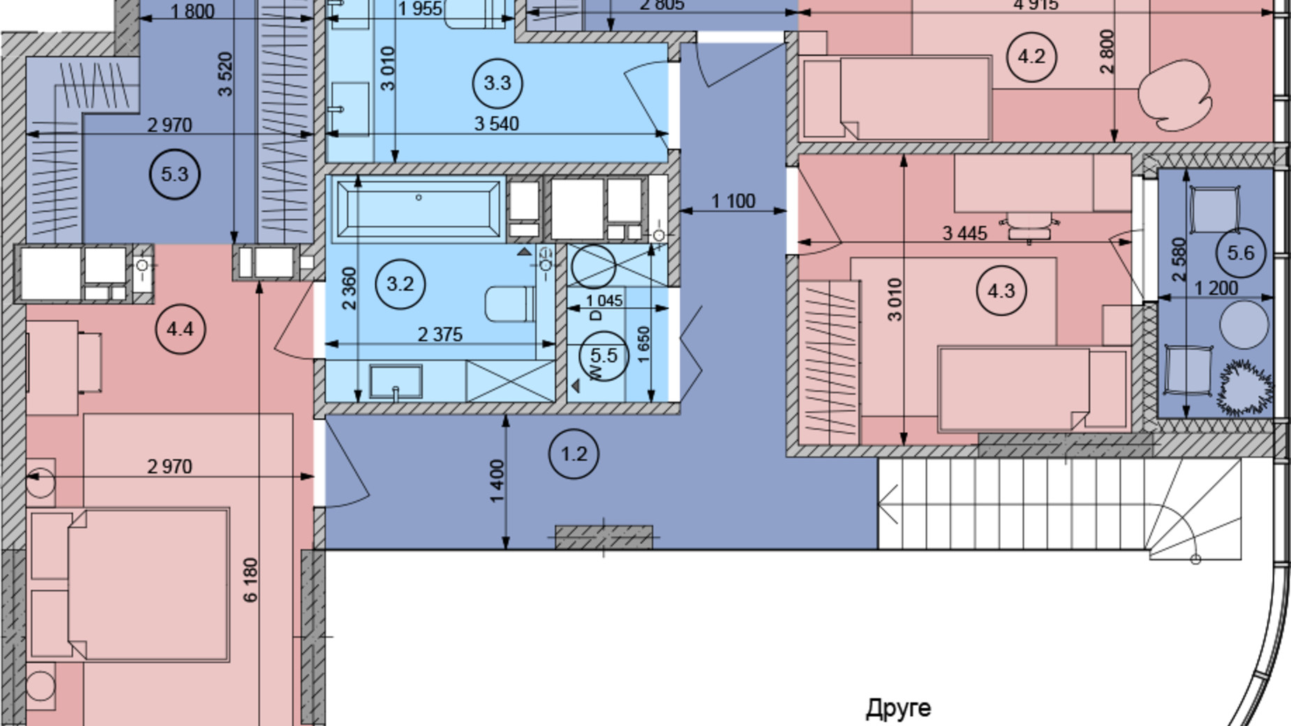 Планировка много­уровневой квартиры в ЖК White Lines 174.19 м², фото 294969