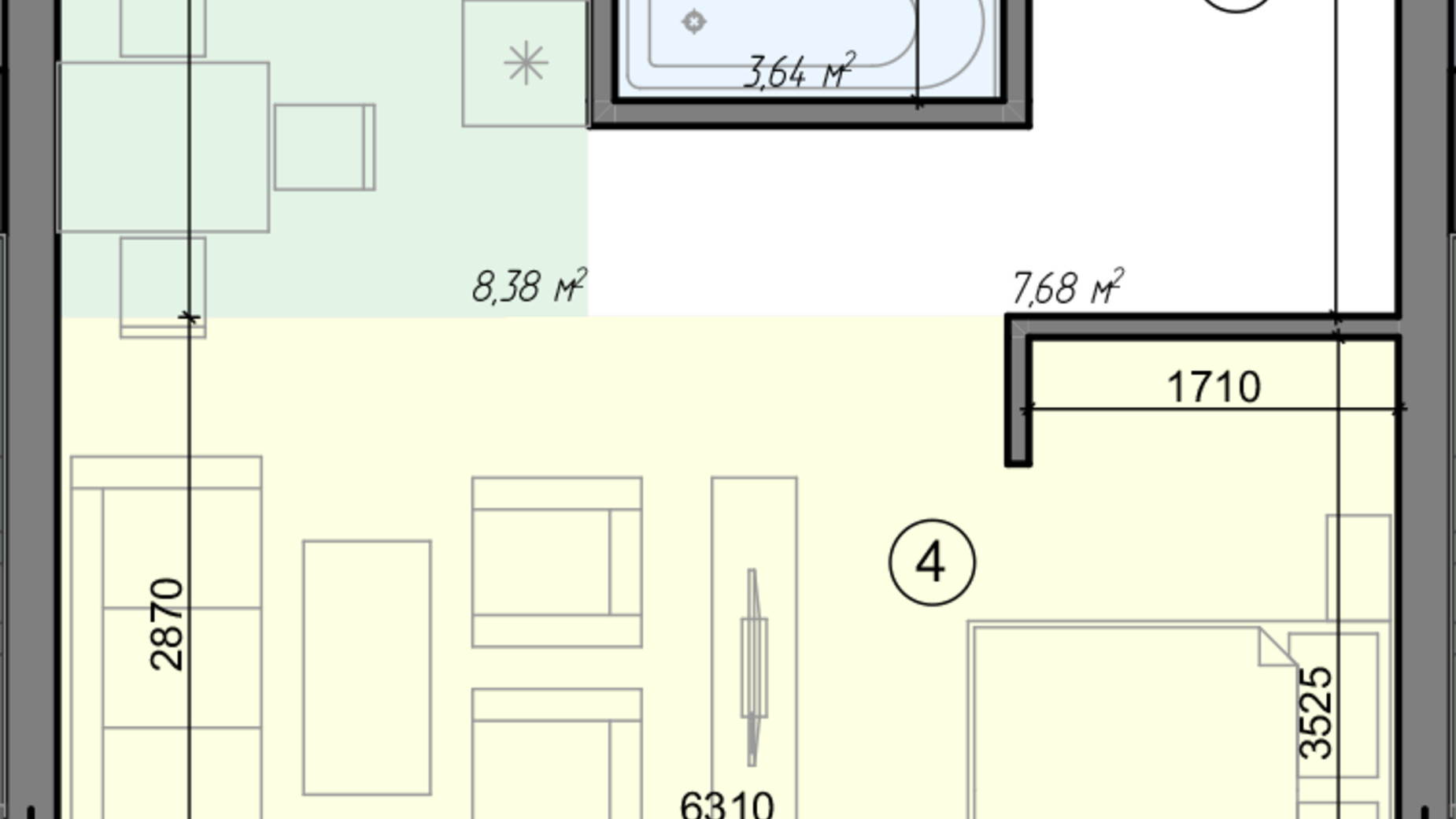 Планировка 1-комнатной квартиры в ЖК Голосеевская Долина 40.7 м², фото 295166