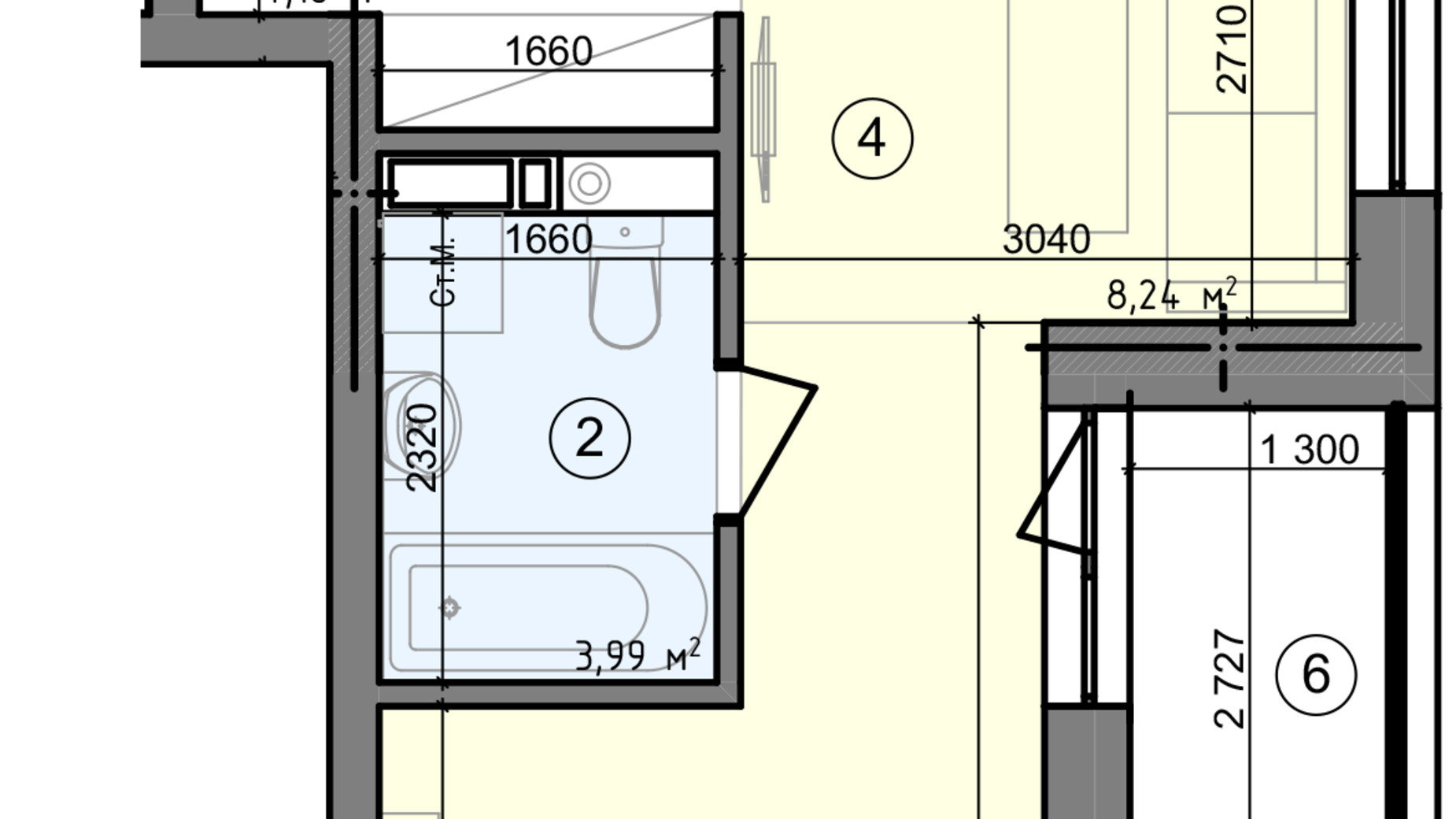 Планировка 1-комнатной квартиры в ЖК Голосеевская Долина 40.76 м², фото 295180