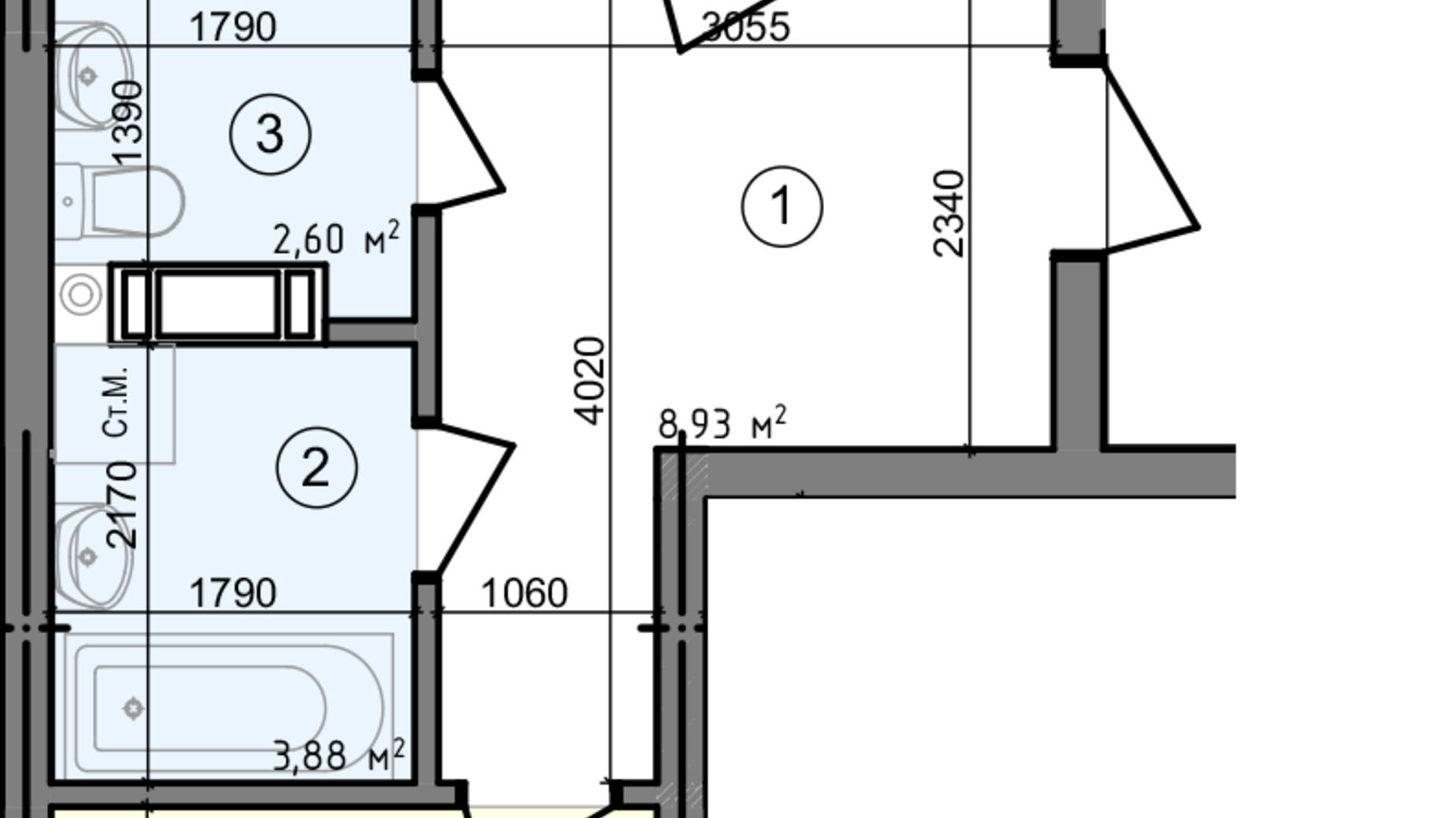 Планування 2-кімнатної квартири в ЖК Голосіївська Долина 60.72 м², фото 295181