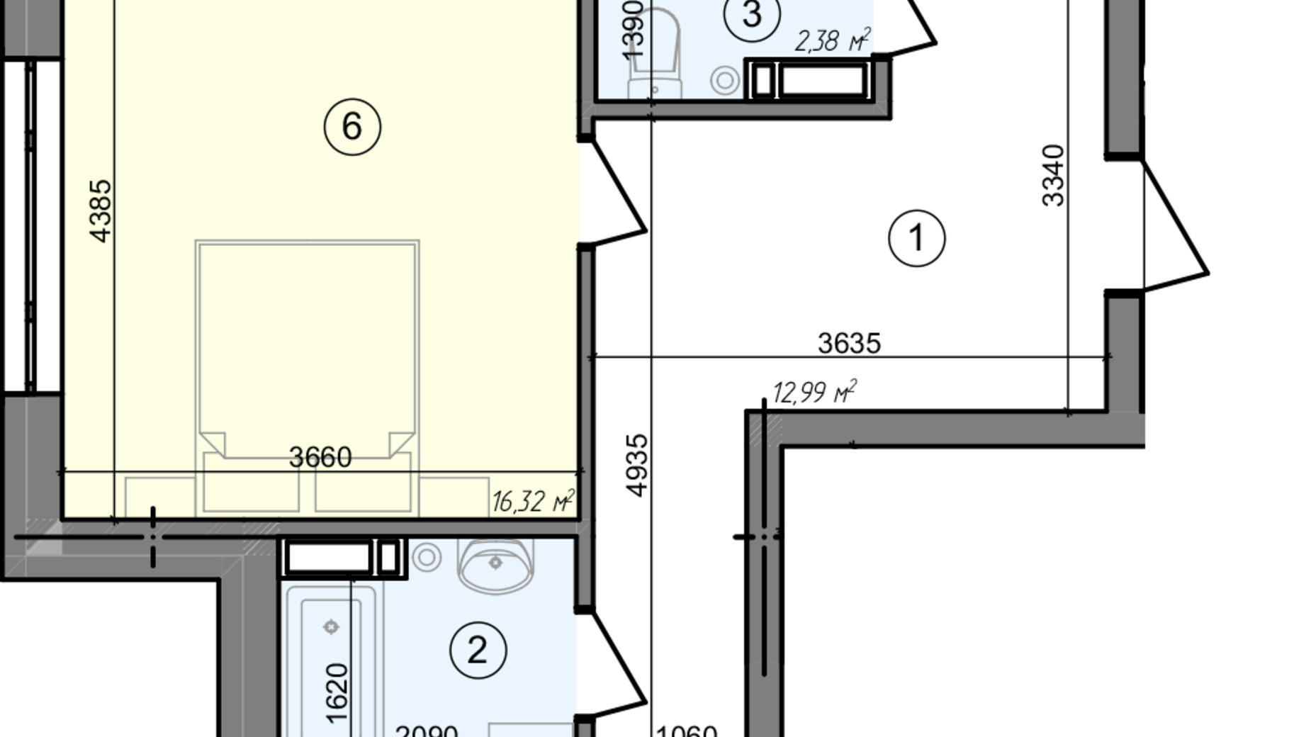 Планування 3-кімнатної квартири в ЖК Голосіївська Долина 78.31 м², фото 295213