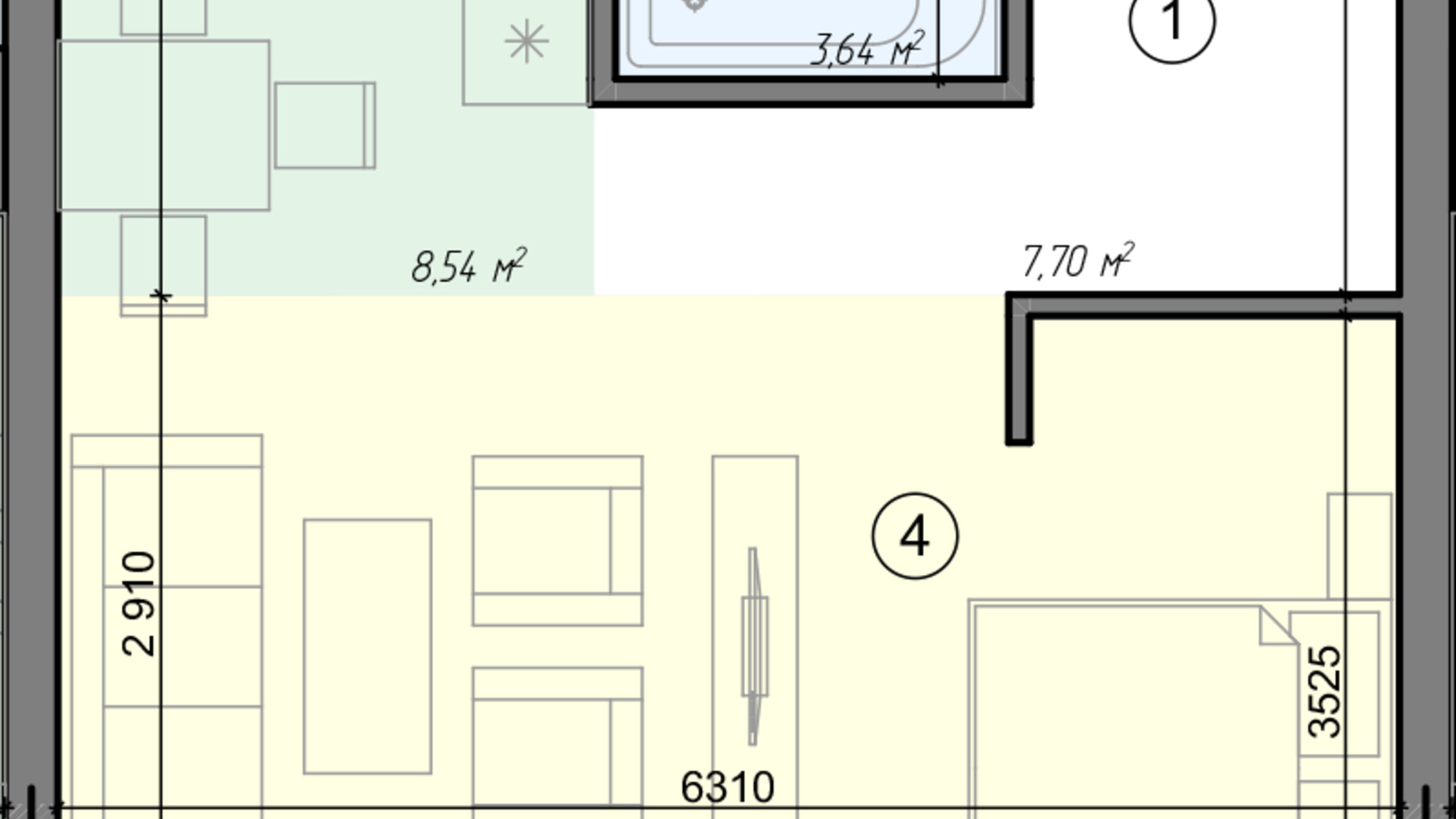 Планировка 1-комнатной квартиры в ЖК Голосеевская Долина 40.78 м², фото 295218